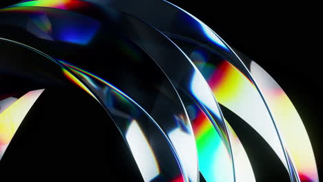 colorful curve glass with dispersion, 3d rendering.