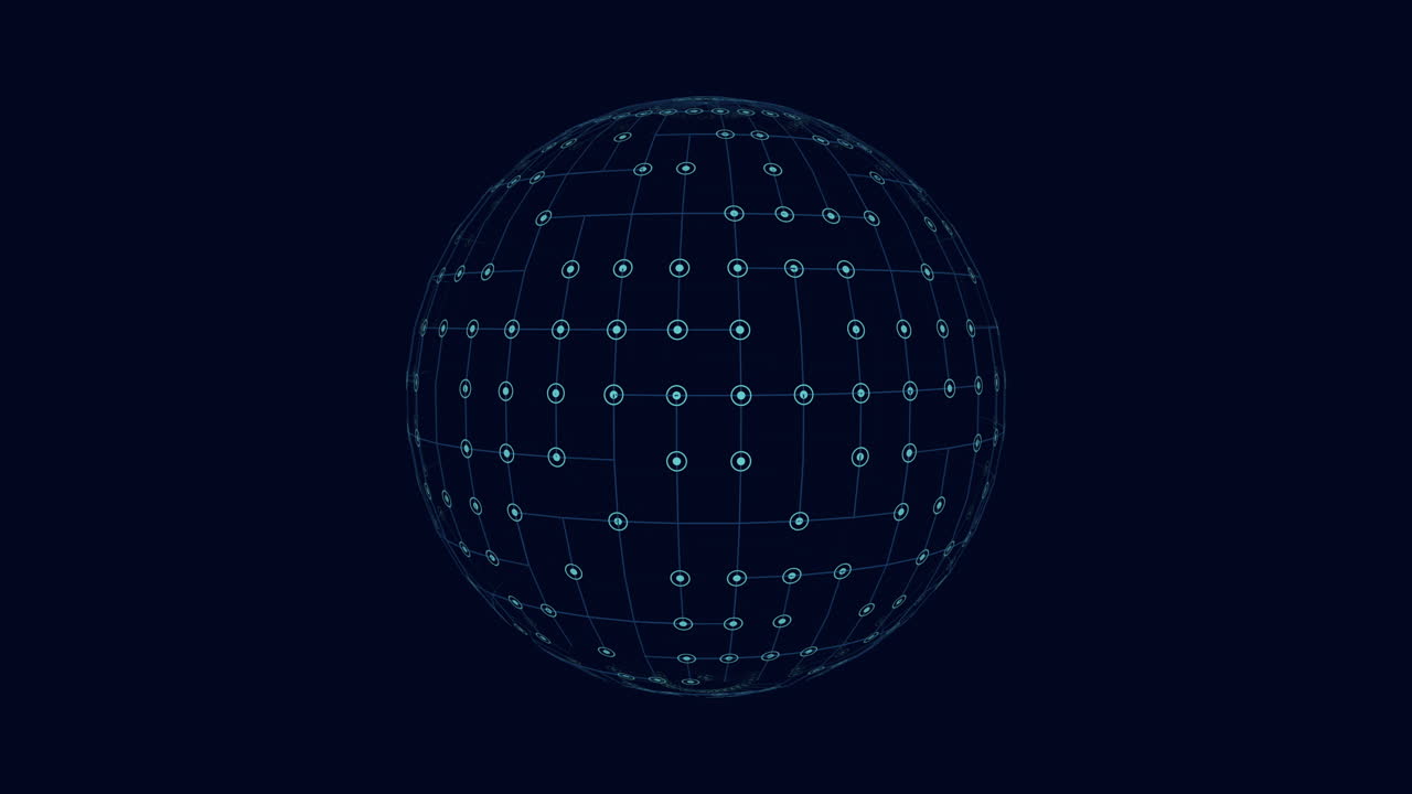 esfera de cuadrícula hexagonal representación 3d de círculos verdes conectados por líneas delgadas en fondo negro