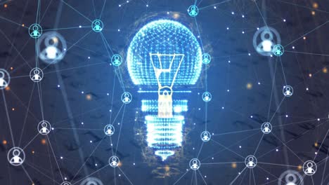 Animation of light bulb, connections and data processing