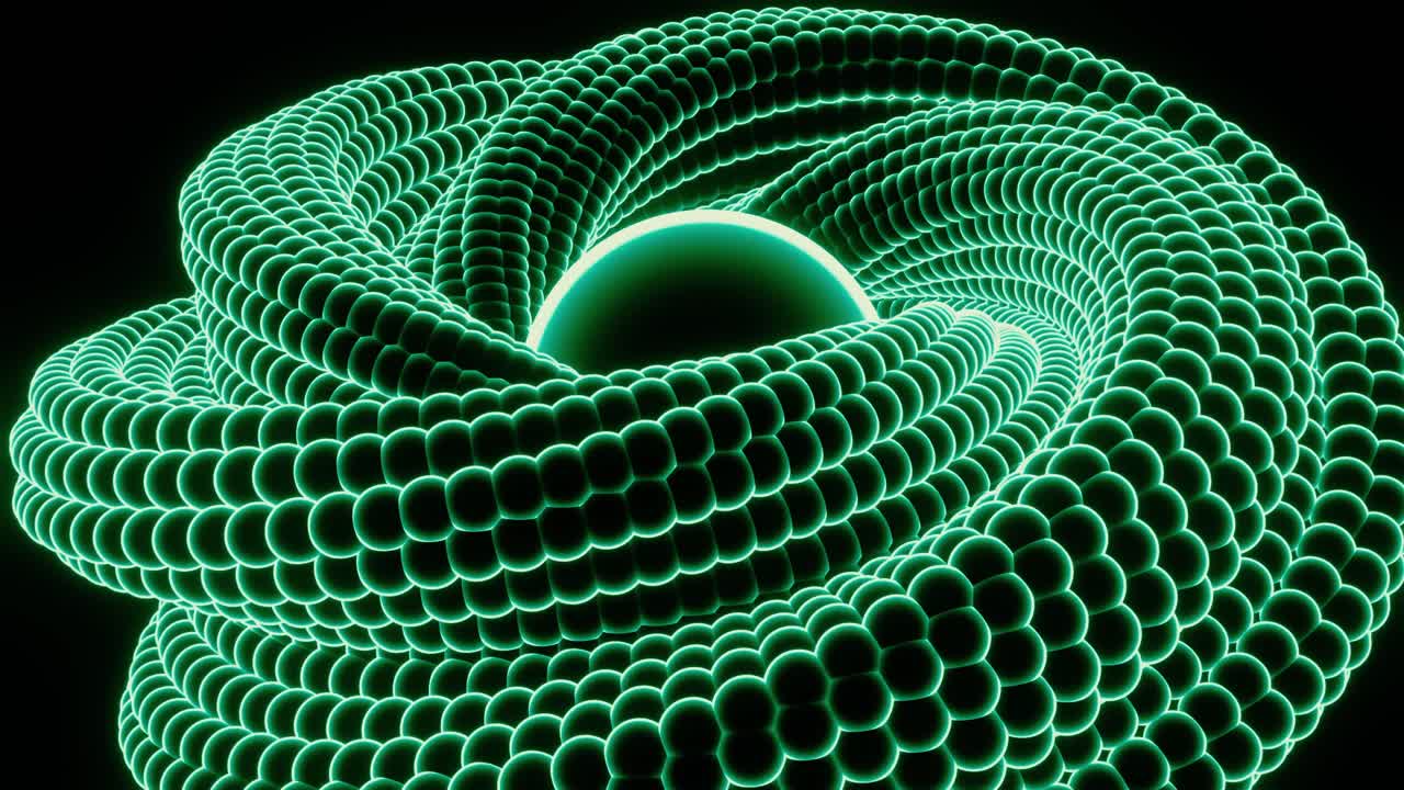 Abstract 3D Sphere with Glowing Green Geometric Shapes