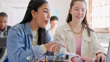 robotics, children and education with laptop