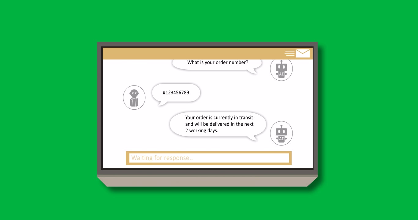 Animation of digital screen with ai chat on transparent background