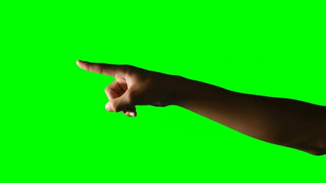 Person-making-hand-gesture-against-green-screen-background