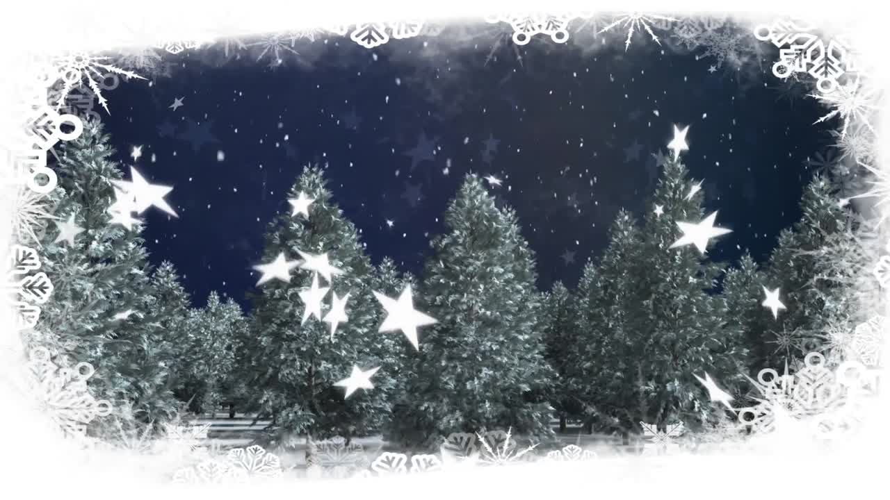 파란색 바탕에 눈이 내리고 있습니다.