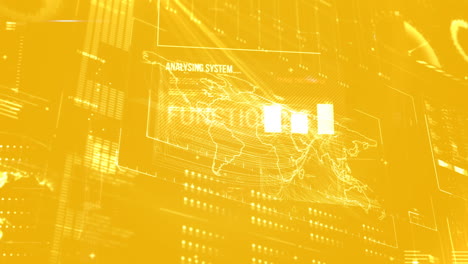yellow digital code with world map
