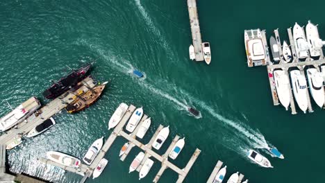 Boats-sailing-in-the-marina-of-los-cabos,-in-Mexico