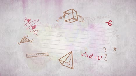 animation of mathematical drawing and formulas over white background