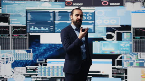 executive chief uses telephone call to coordinate big data analysis