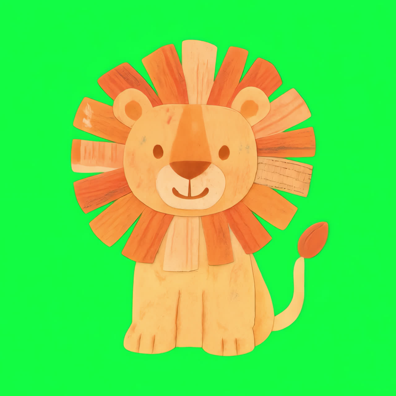 Cute illustrated lion cartoon animation isolated asset, transparent 4K video, alpha channel, ProRes