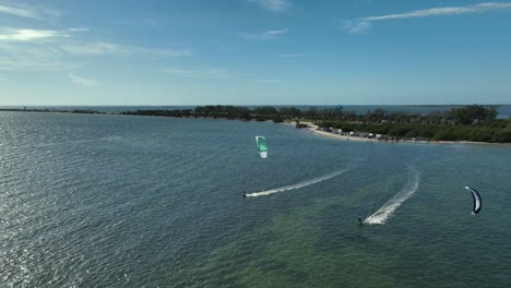 kitesurfers in st petersburg florida drone view