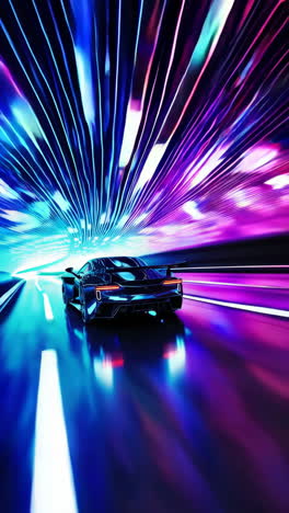 coche deportivo futurista en un túnel de neón