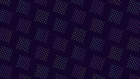 patrón geométrico simétrico de puntos de color en un fondo oscuro
