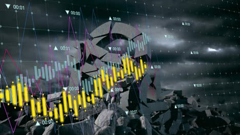 Animación-Del-Procesamiento-De-Datos-Financieros-Sobre-El-Símbolo-Del-Dólar-Y-El-Cielo-Con-Nubes.