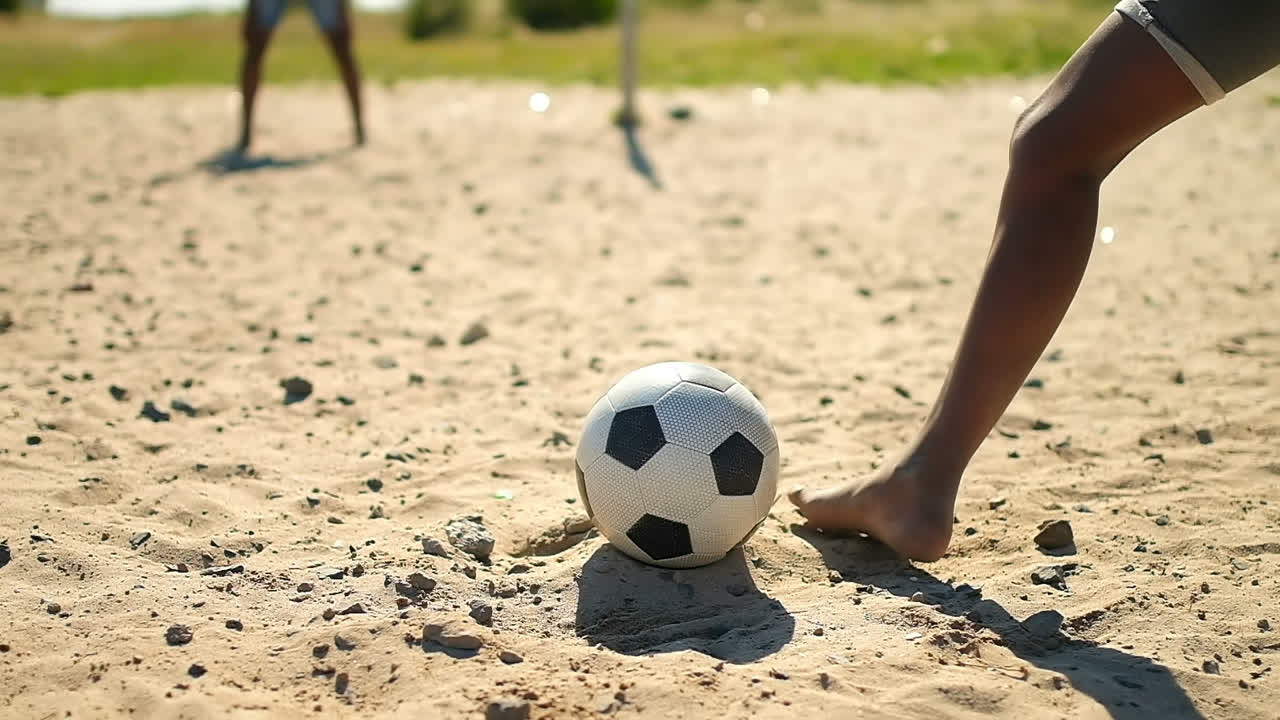 jugador jugando al fútbol en el suelo 4k