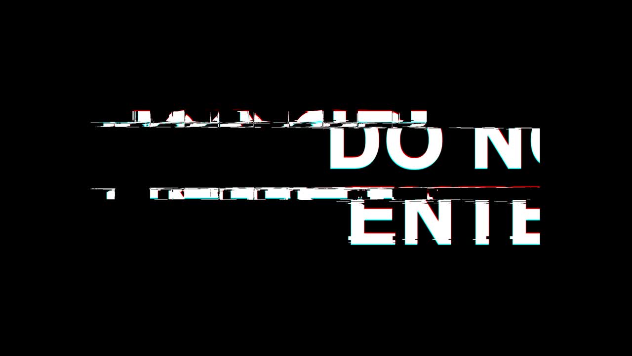 no introduzca el efecto de glitch texto distorsión de televisión digital animación de bucle 4k