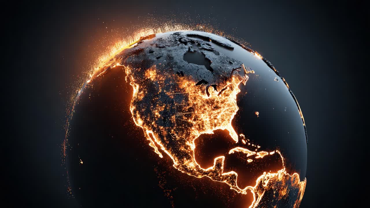 A Captivating View of Earth Glowing Nightly—Illuminated Cities and Vibrant Landscapes Emerge from the Darkness, Showcasing Our Planet's Beauty and Energy in Stunning Detail