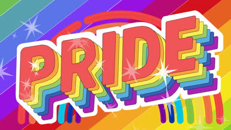 animación del orgullo texto lgbtq sobre el fondo del arco iris