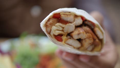 grilled chicken wrap with red peppers and cheese