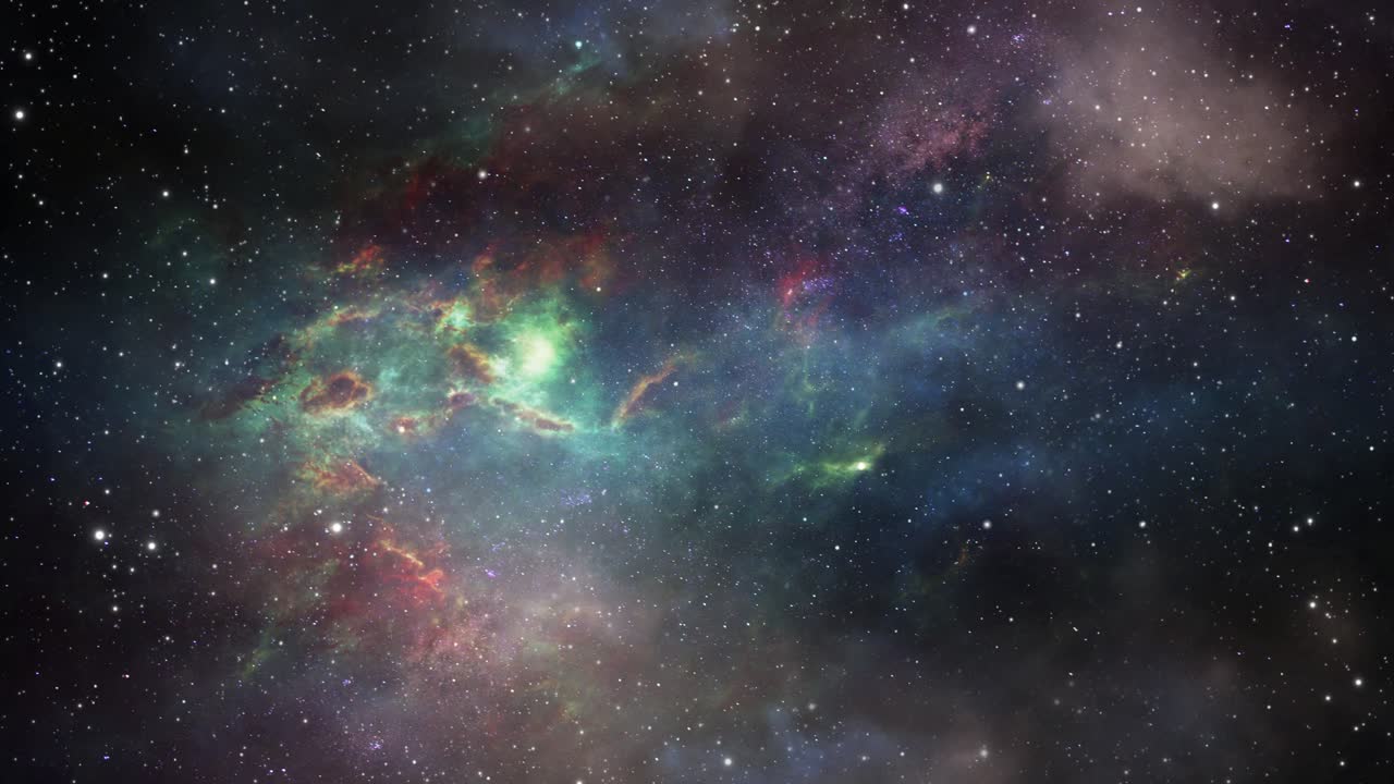 universe studded with stars and nebulae, background video