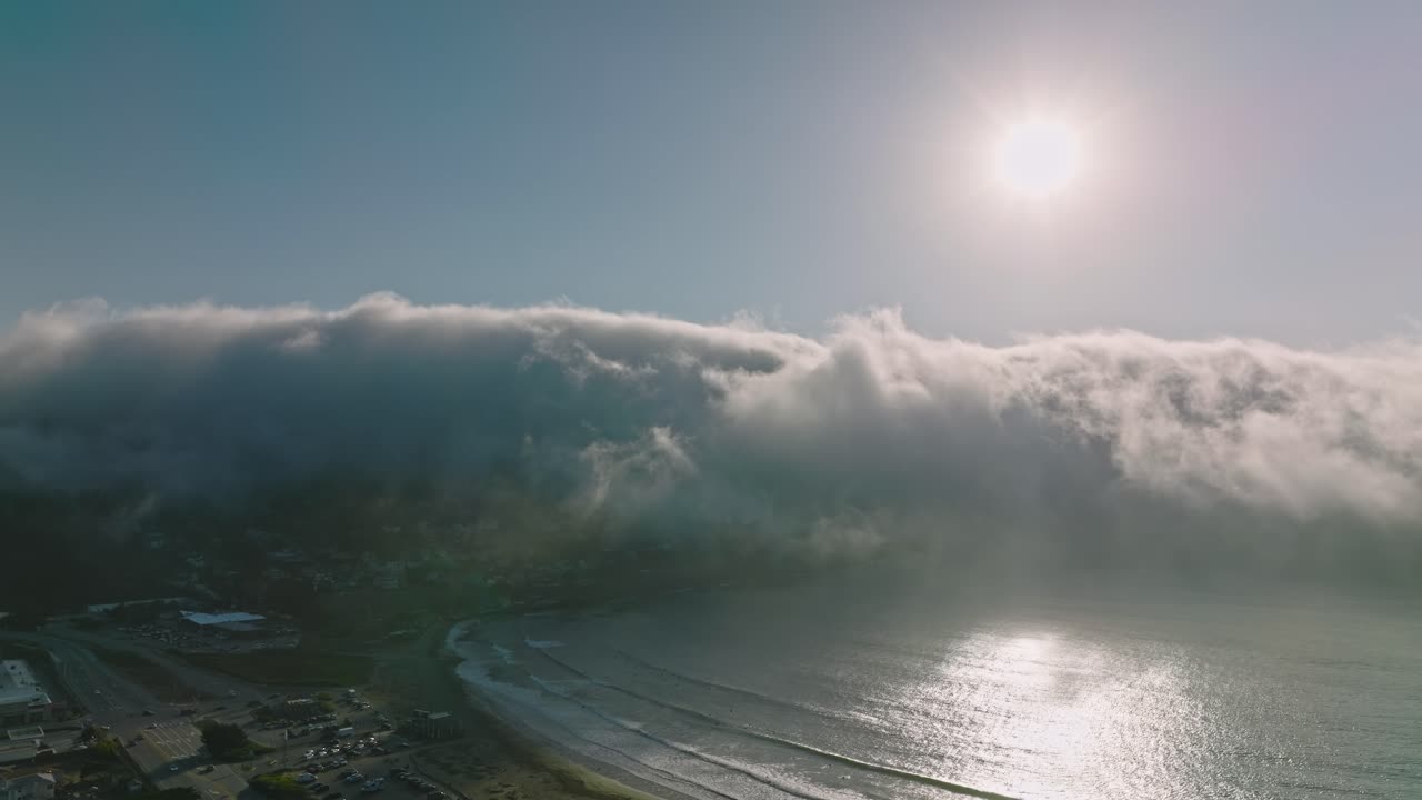 Drone Fly over Cliffs and sand seashore with blue water