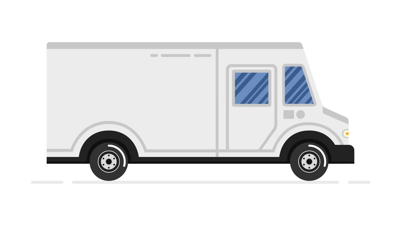 자동차 애니메이션, 상업용 화물 밴, 루프 애니메이션, 4k 해상도