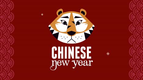 chinese new year animation with tiger head