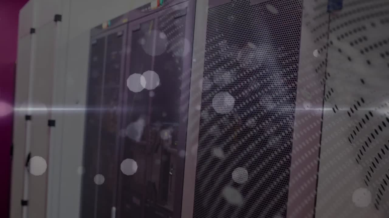 animación de puntos, luces y globo sobre servidores