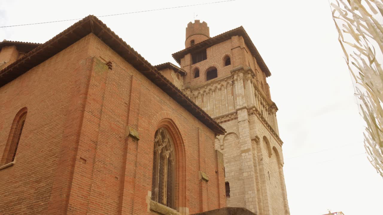 A View Of The Church of St. Salvy In Albi, France. Low Angle Shot