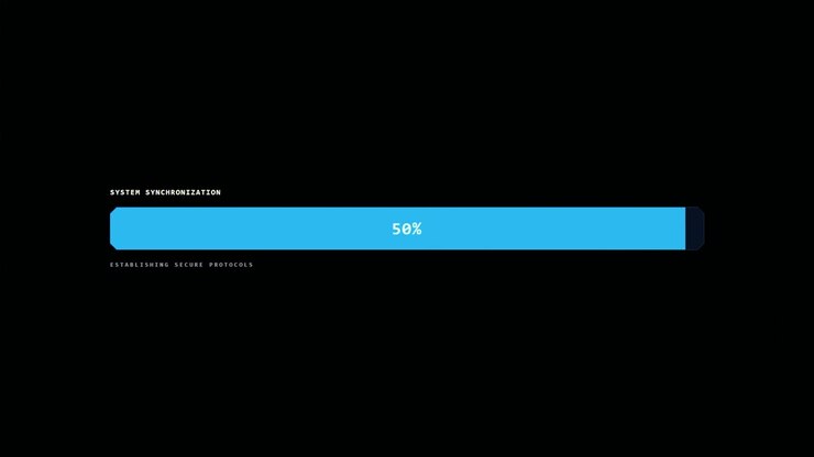 Digital System Synchronization Loading Bar Progressing on Black Background
