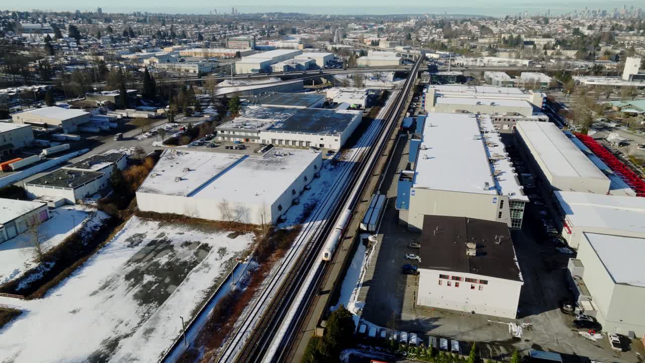 SkyTrain - Medium-capacity Rapid Transit System Serving The Metro Vancouver Region In BC, Canada. - aerial shot