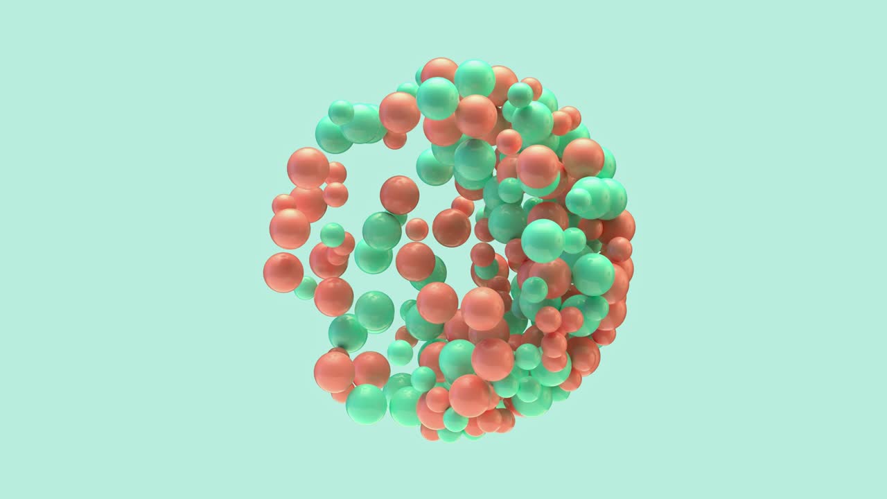 escena verde bola naranja 3d renderización de movimiento abstracto