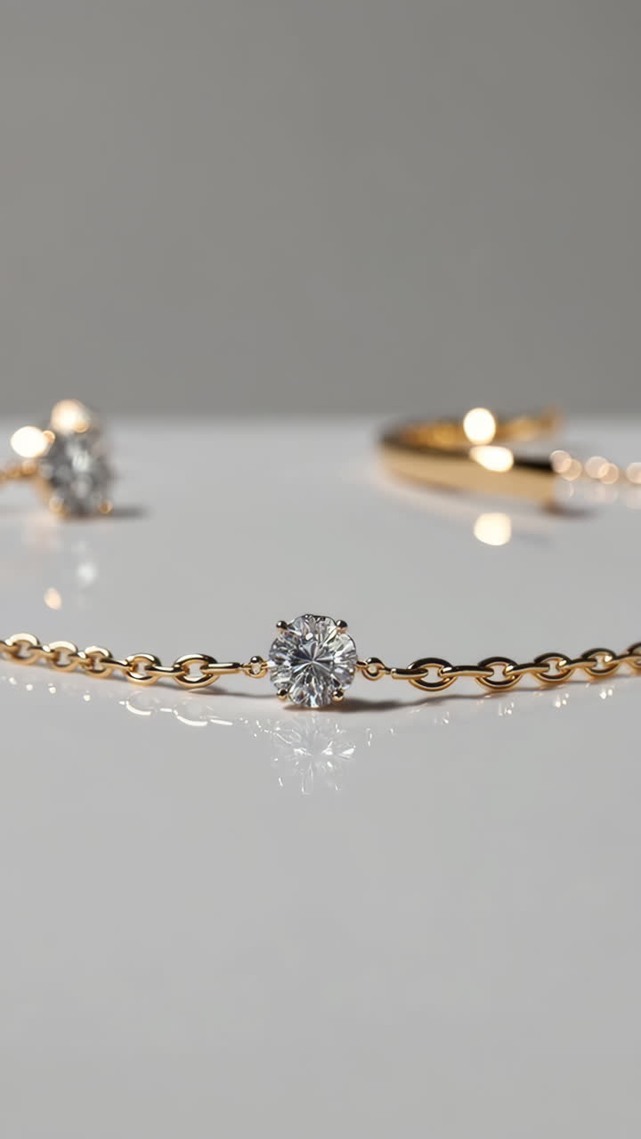 Elegant Gold Chain Bracelet with Diamond Pendant