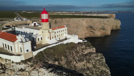 aerial view of lighthouse on dramatic cliffs in portugal