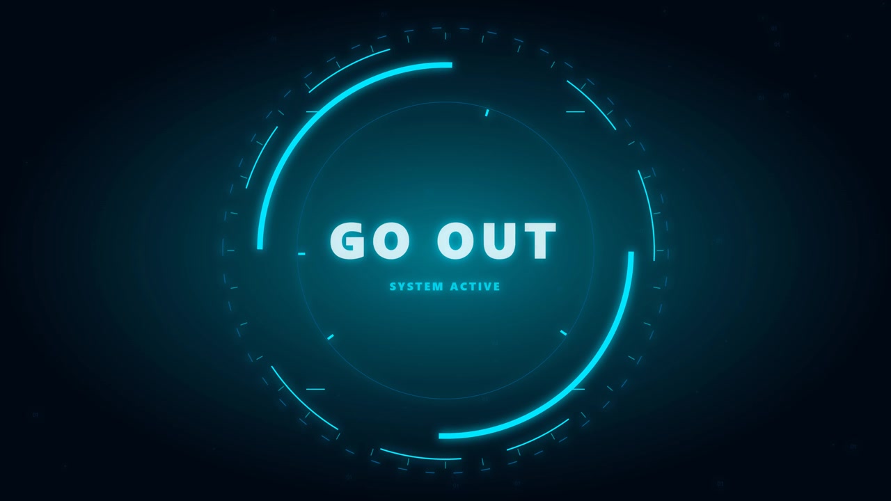 Futuristic Digital Interface Display with Go Out System Active Text