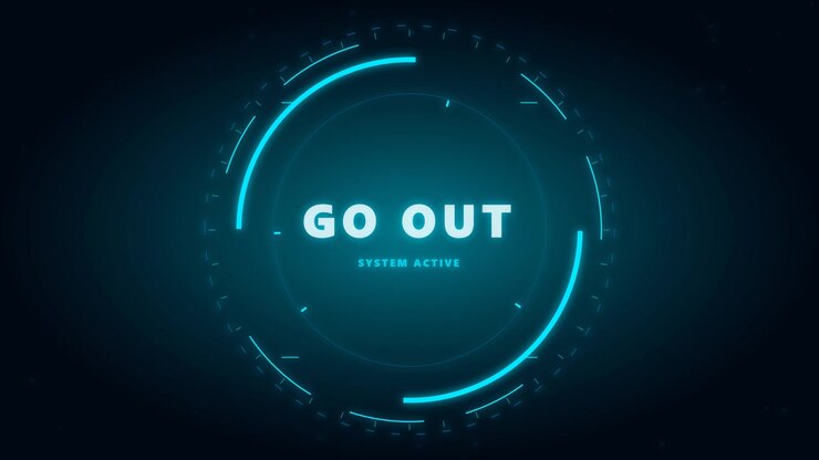 Futuristic Digital Interface Display with Go Out System Active Text