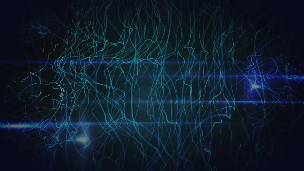 Animation of glowing green lines with data processing