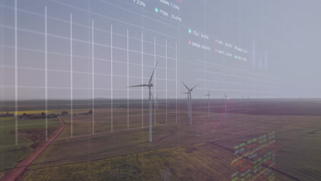 animation of data processing over wind turbines