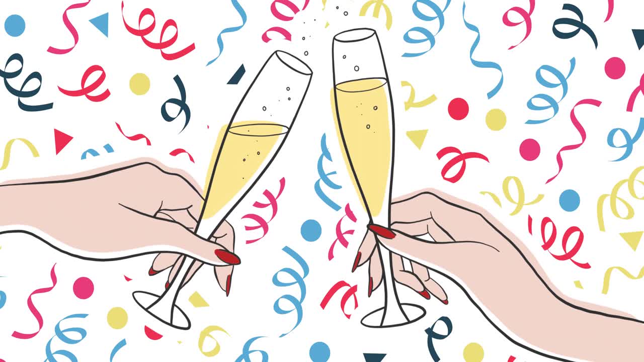 Premium stock video Animation of two female hands holding glasses of