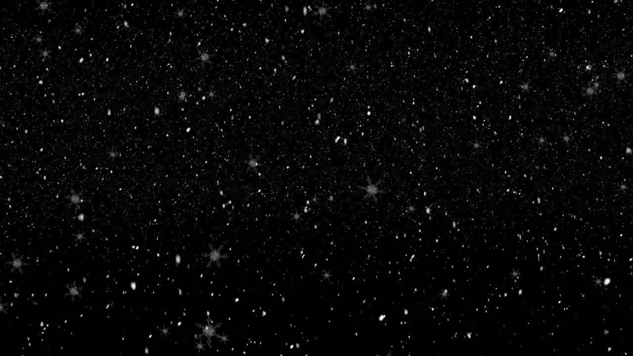 Digital animation of snow falling against black background