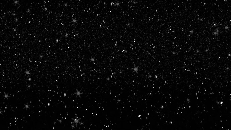 Digital animation of snow falling against black background
