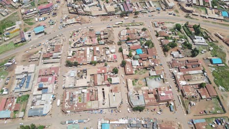 busy african market in tribal village of loitokitok, traditional rural community, aerial view