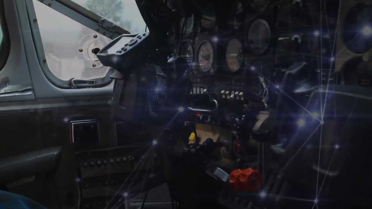 비행기 위의 연결 네트워크의 애니메이션