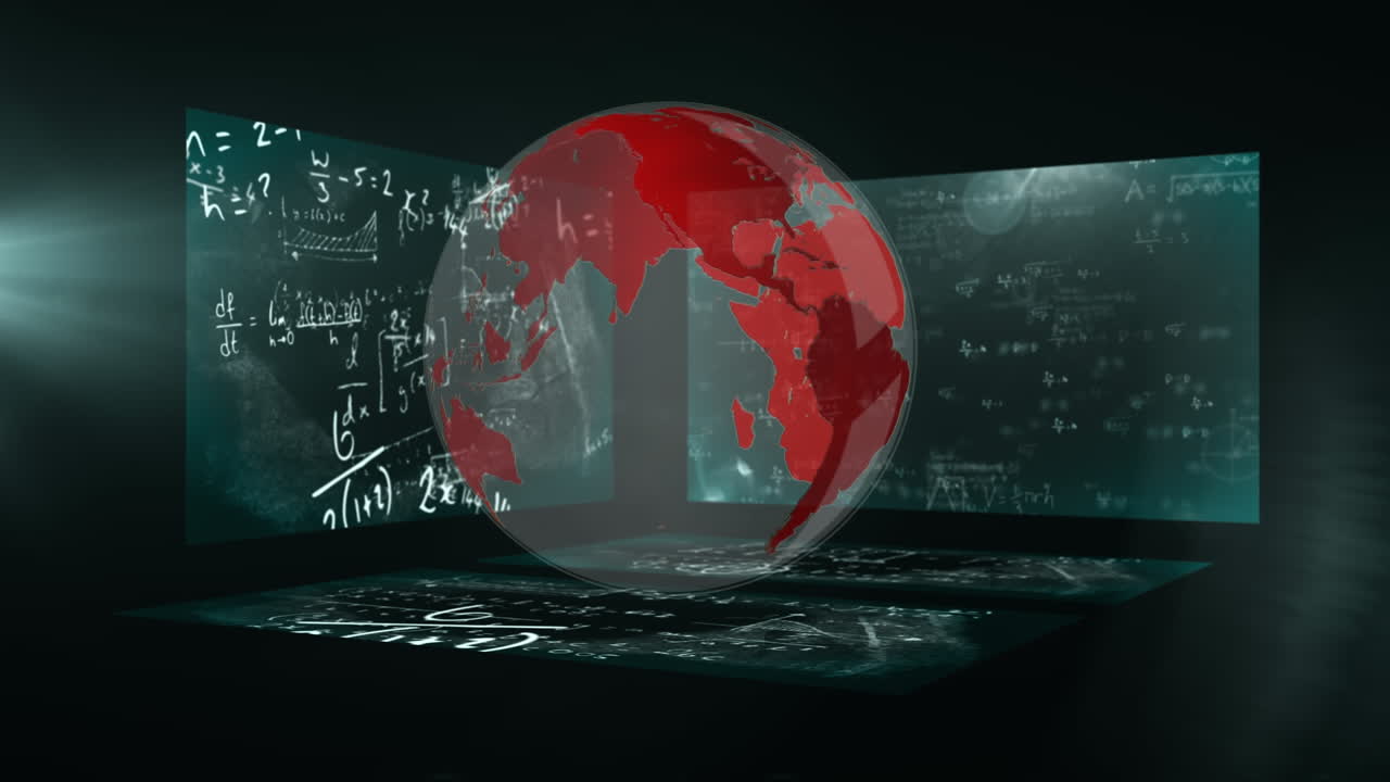 수학 방정식의 애니메이션 손으로 쓰여진 지구