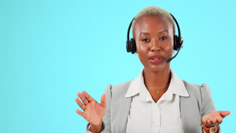 Hands,-call-center-and-portrait-of-woman-talking