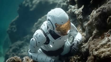 astronaut diving in the ocean