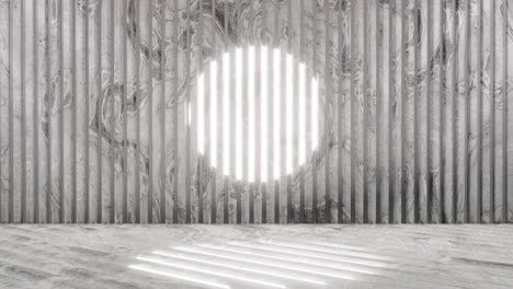 3d render of bright sun shining through marble wall paneling