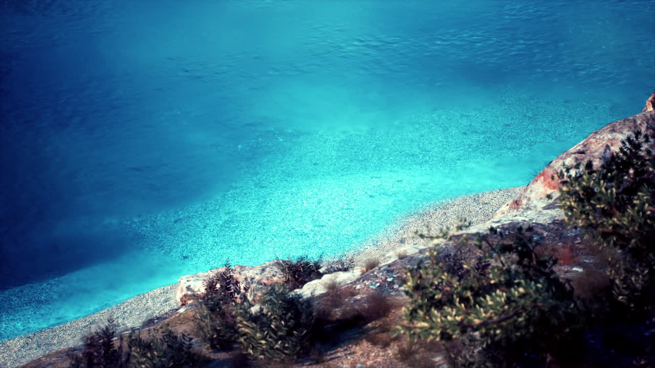 조용 한 호수 연안 의 공중 풍경