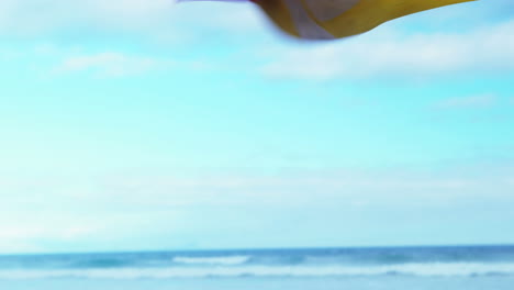 Red-and-yellow-safety-flag-at-the-beach