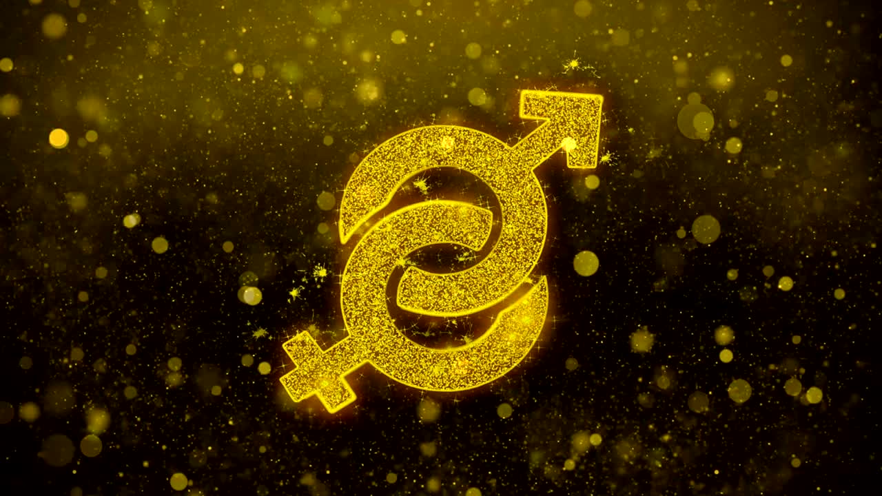 남성과 여성 아이콘 황금 반이는 반이는 입자