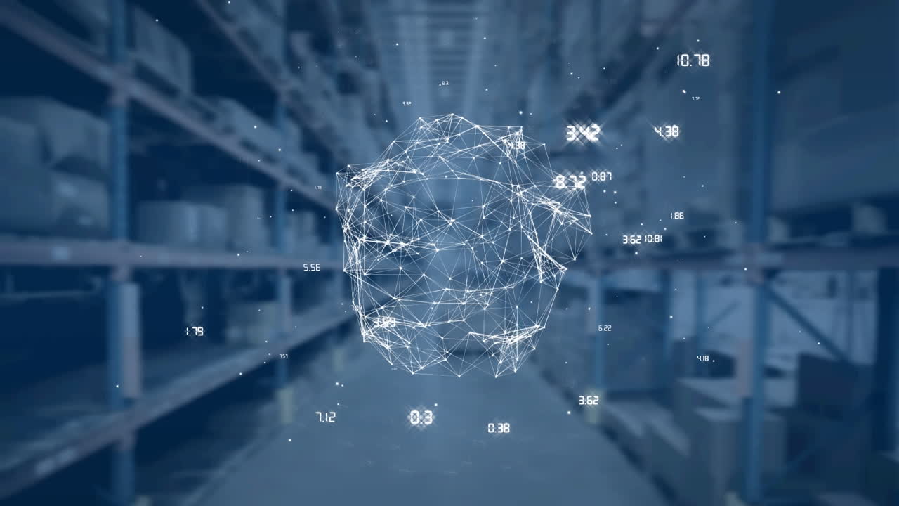 анимация вращения земного шара с обработкой данных над складом